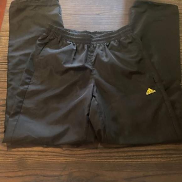 Adidas Men Windbreaker Track Pants Black Gold Lightweight Gym Running - Picture 9 of 10